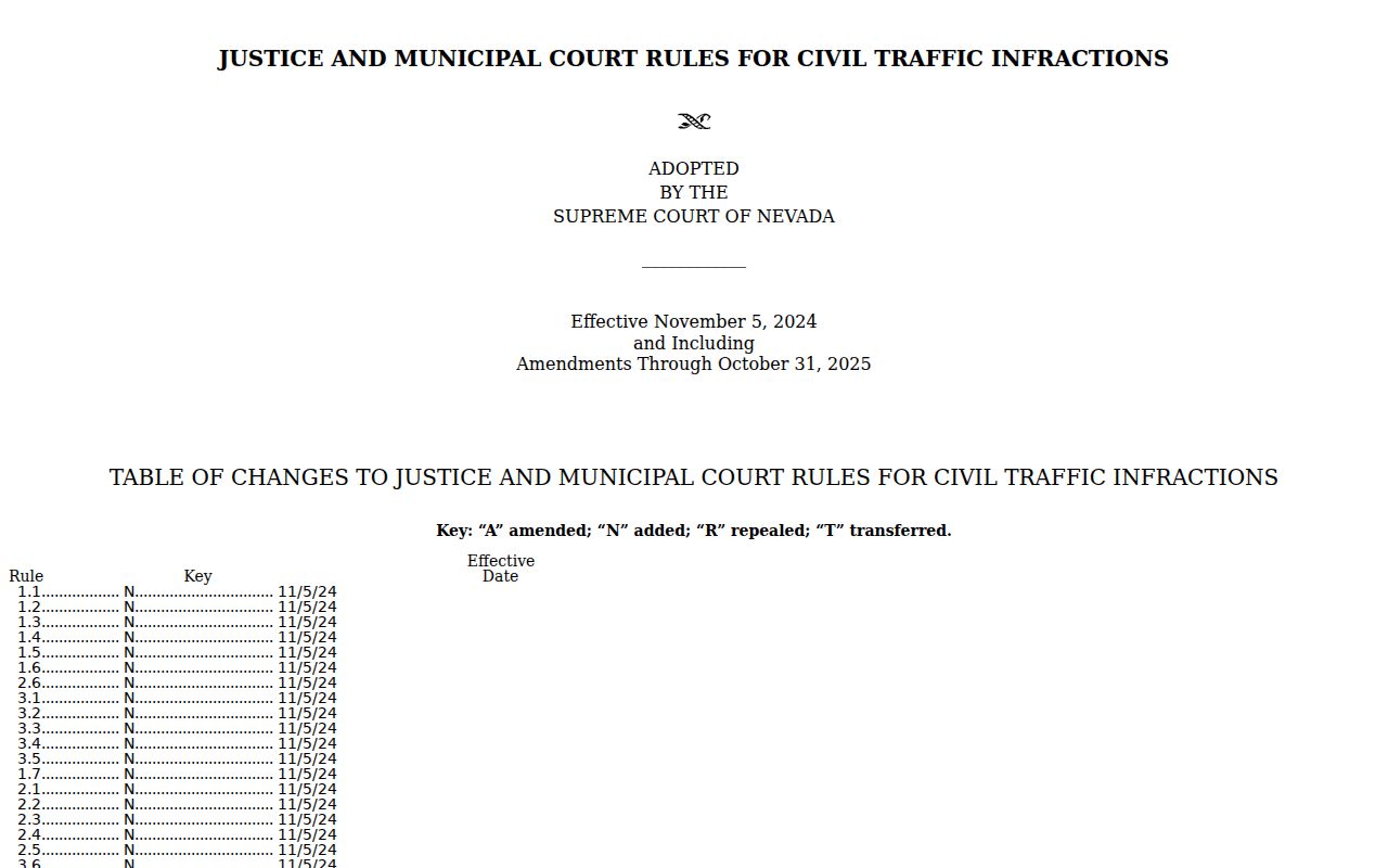 White Pine County traffic warrant and Nevada civil traffic infraction rule