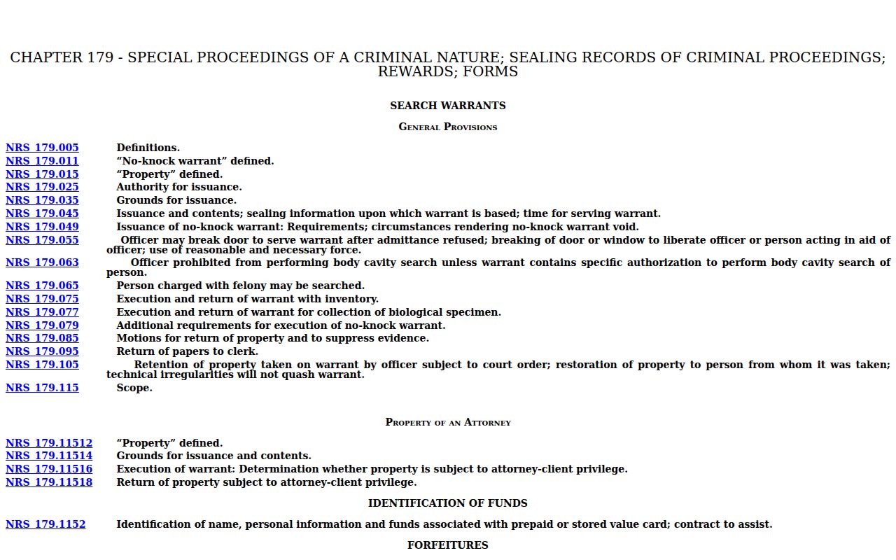 White Pine County arrest warrants and sealed search-warrant law