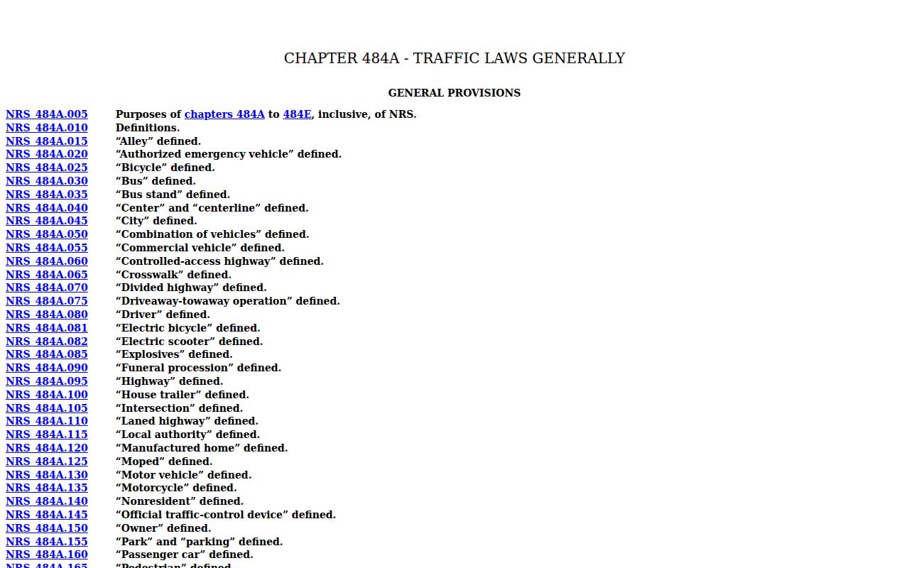 White Pine County traffic warrant and Nevada traffic law