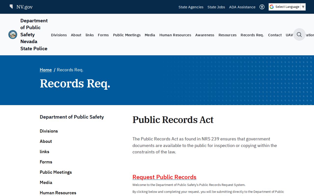 White Pine County warrant search and Nevada public records request